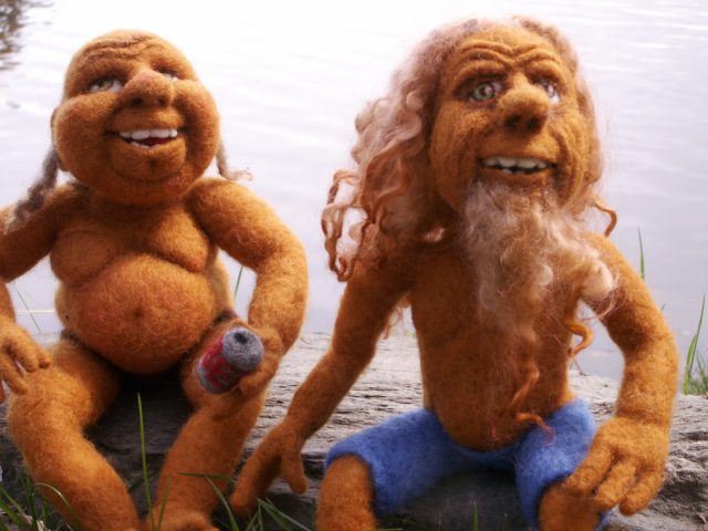 Meet Alice's New Bro', Crackers.  Needle felted character dolls by Kay Petal