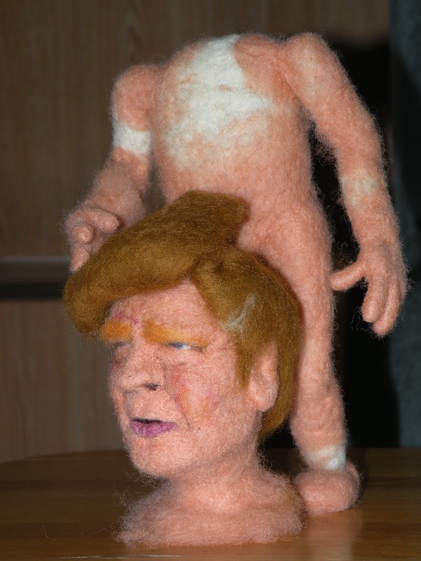 needle felted donald trump doll in progress