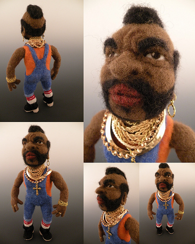 mr. t doll - needle felted by Kay Petal - Felt Alive Wool Sculptures