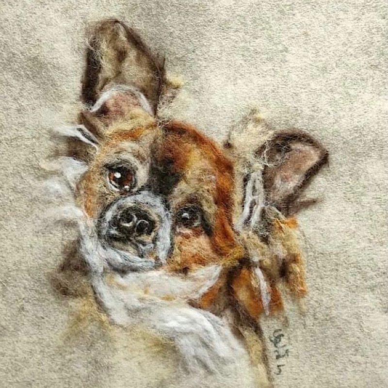 needle felted dog portait 3 by Simone P.