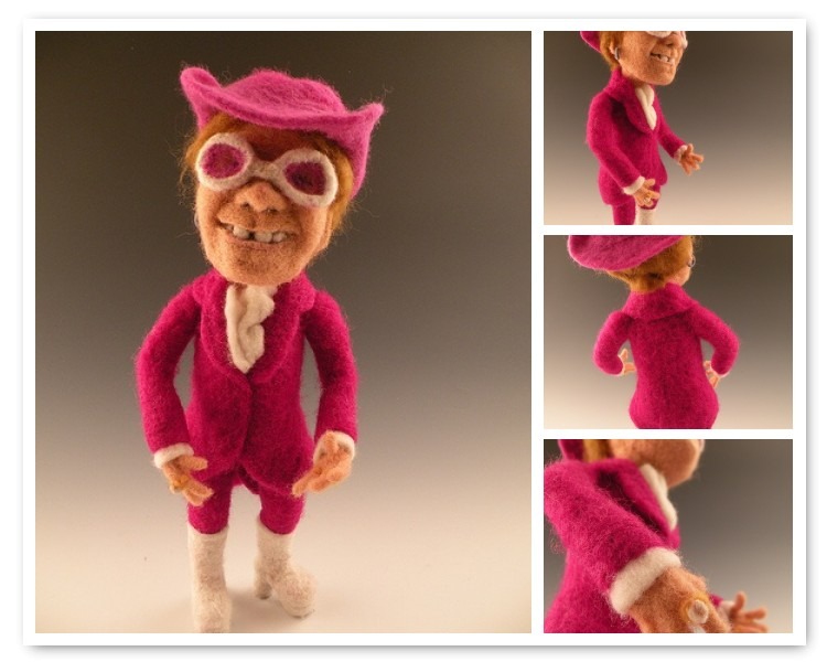 sharp dressed elton john needle felted doll
