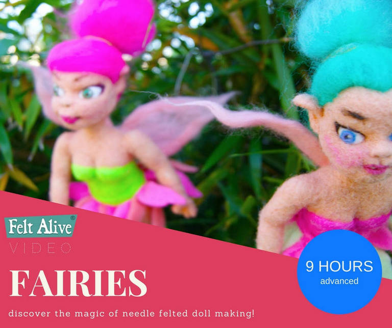 Magical Needle Felted Fairy Dolls come to life in this comprehensive needle felting video tutorial.  
Beginner - Advanced - 9 hours